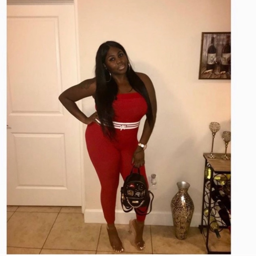 Red fashion nova jumpsuit